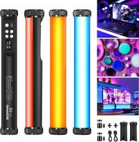"Soonpho" 2 RGB šviesos vamzdžių lazdelių pakuotė su 4000 mAh baterija, CRI 97+, 2500 K-8500K, reguliuojamas ryškumas, 21 efektas "TikTok", "YouTube