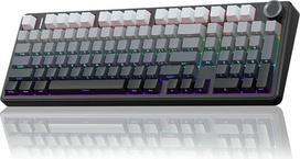 AULA F99 Pro mechaninė žaidimų klaviatūra, 3 režimų belaidė mechaninė klaviatūra su mygtukais, penkių sluoksnių paminkštinimo struktūra, šoninis graviravimas, RGB, QWERTY, "Hot-swap" pasirinktinė klaviatūra