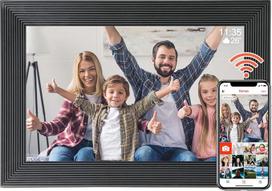 WLAN skaitmeninis nuotraukų rėmelis su 10 colių jutikliniu ekranu, elektroninis debesų kompiuterijos nuotraukų vaizdo rėmelis su nemokama "Frameo" programėle, 32GB atmintimi, automatiniu pasukimu, tvirtinimu ant sienos, 1280 x 800 raiška (juodas)