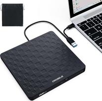 ORIGBELIE išorinis DVD diskas, USB 3.0 Type-C, itin plonas 13 mm išorinis DVD įrašymo įrenginys, nešiojamojo kompiuterio išorinis CD diskas, skirtas nešiojamajam kompiuteriui su "Windows 11/10/8/7 Linux Mac OS" (juodas)