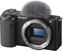 "Sony Alpha ZV-E10", APS-C veidrodinis beveidrodis fotoaparatas su keičiamu objektyvu (pasukamas ekranas, 4K vaizdo įrašas, realaus laiko automatinis fokusavimas), juodas
