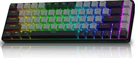 TMKB T68 belaidė mechaninė žaidimų klaviatūra, trijų režimų (Bluetooth/5.0/2.4GHz/USB-C), 60 % RGB klaviatūra su 68 klavišais (QWERTY išdėstymas), raudonas jungiklis - juoda/pilka