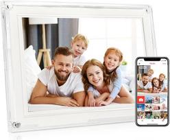 Patobulintas 10,1 colio plonas akrilo "WiFi" skaitmeninis nuotraukų rėmelis, 32GB didelės talpos 1280 x 800 HD IPS jutiklinis ekranas, momentinis dalijimasis nuotraukomis / vaizdo įrašais per "Frameo" programėlę iš bet kurios vietos