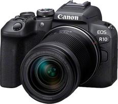 "Canon EOS R10" veidrodinis fotoaparatas + RF-S 18-150 mm F4.5-6.3 is STM objektyvas (hibridinis fotoaparatas, DSLR atnaujinimas, 15 B/s, 4K vaizdo įrašai, dviejų pikselių CMOS AF II fokusavimo sistema, WLAN) Juoda