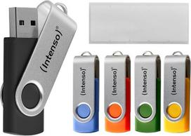 "Intenso Office Line Multipack" USB atmintinė 5X 16GB - ypač greita USB 3.2, iki 70MB/s, įvairių spalvų, su metaliniu laikikliu ir ženklinimo etiketėmis