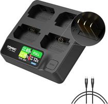 "Toprig BC02 NP-FZ100" 4 kanalų fotoaparato akumuliatoriaus įkroviklis, USB-C PD 60 W greitas įkrovimas, spalvotas LCD ekranas, akumuliatoriaus lygio stebėjimas realiuoju laiku, nešiojamas dizainas, suderinamas su "Sony" NP-FZ100 akumuliatoriumi