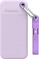 "Verbatim Pocket SSD" 1 TB išorinis SSD USB 3.2 Gen 2 iki 1000MB/s skaitymo ir rašymo greičio išorinis kietasis diskas su 2 guminiais korpusais (baltas ir violetinis), skirtas PC, Mac ir konsolėms Violetinė spalva