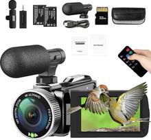 4K videokamera 48MP 60FPS Camcorder für YouTube, FHD1080P Video Vlogging Kamera Recorder /18X Digital Zoom /3.0'' 270°Rotation IPS Bildschirm Kamera Camcorder, mit Fernbedienung 2 Batterien/SD Karte