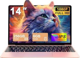 NOTODD Nešiojamasis kompiuteris Celeron N4020 iki 2,8 GHz, nešiojamieji kompiuteriai 14 colių Win 11 su 5G WiFi 6+256GB SSD išplėtimas 1 TB, BT 4.2 1920 x 1080 FHD mini multimedijos jungtis, nešiojamasis kompiuteris su vokiška klaviatūra Auksinė plėvelė