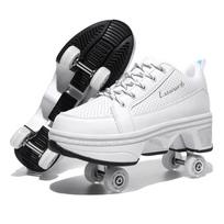 4 Wheel Dual-Use Roller Skates Retractable Wheels Racing Roller Shoes Children's Shoes with Wheels Speed Skate Skateboard Shoes 34