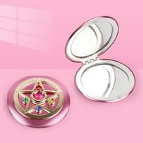 Nešiojamas plokščias makiažo veidrodis didinantis atlenkiamas metalinis Sailor Moon Crystal Star Puikiai tinka ir vakarėliams J-ouuo veidrodis, dvipusis + stiklas, rožinė