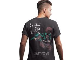 Mens Organic Cotton Anime Demon Slayer Tanjiro Kamado Streetwear Manga T-Shirt 2XL