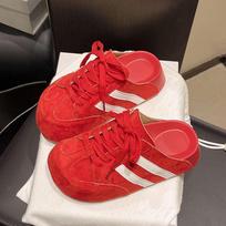 2025 spring and summer new fashion Korean version lace-up German training shoes casual style versatile inner height increase soft sole bag head half 35 raudona