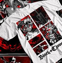 Juodoji dobilė Asta Yuno Anime Manga Marškinėliai, Juodi Marškinėliai, Unisex Marškinėliai, Storas Medvilnės XL gray