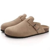 Moteriški batai Moteriškos uždarosios nosies šlepetės Karvės zomšos odiniai klumpės Moteriškos basutės Retro mada Sodo mulės klumpės šlepetės Naujas 36 chaki