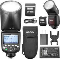 "Godox V1PRO-C V1Pro C" apvali galvutė fotoaparato blykstei TTL Speedlite 2.4G belaidis TTL Speedlight stroboskopas, 76Ws HSS 1/8000s su ličio jonų akumuliatoriumi, skirtas "Canon" fotoaparatams