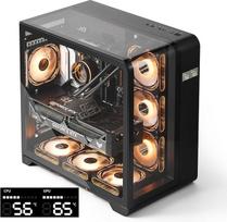 darkFlash ATX Mid-Tower kompiuterio korpusas su ekranu, trys šoniniai stiklo paviršiai, išlenktas dvigubas žaidimų kompiuterio korpusas su pilnu vaizdu, 4 įmontuoti PWM ARGB ventiliatoriai, C tipo, suderinamas su RTX 40, juodas (L280)
