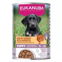 Eukanuba Life Care Puppy Turkey konservuotas pašaras jauniems šuniukams, kalakutiena ir morkos; 400g