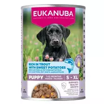 Eukanuba Life Care Puppy Trout konservuotas pašaras jauniems šuniukams, upėtakis ir batatai; 400g