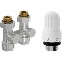 Mexen G04 dviejų vamzdžių termostatinių vožtuvų komplektas DN50, tiesus 1/2"x16 mm, nikelis - W912-016-948-01