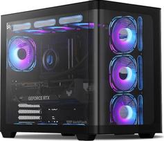 darkFlash ATX "Mid-Tower" žaidimų kompiuterio korpusas, atgal prijungiama BTF pagrindinė plokštė, su 4 ARGB ventiliatoriais Kompiuterio korpusas, pilnai išlenktas stiklinis dviejų kamerų kompiuterio korpusas, C tipo jungtis, palaiko du 360 mm AIO