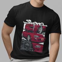 Streetwear Toyota Supra  JDM Sports Car Graphic Black Casual Men’s T-Shirt  Top 2XL