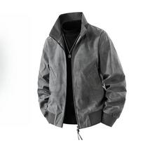 Stand-up Collar Jacket Men's New Spring and Autumn Loose Windproof Versatile Jacket 3XL tamsiai pilka spalva