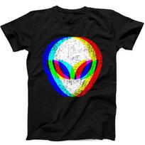 Alien Head Trippy Techno Rave Edm Music Funny Gift Tee Black T Shirt 389 XL