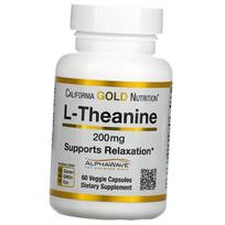 L Teaninas, Palaiko atsipalaidavimą, L-Theanine AlphaWave 200, California Gold Nutrition  60 augalinių kapsulių (27427005) 60vcaps