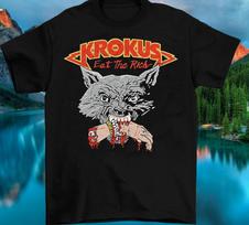 New KROKUS Band Eat The Rich Cotton Black Full Size Unisex Tee Shirt L