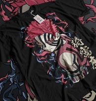 Akaza Kimetsu no Yaiba Marškinėliai Demon Slayer Tanjiro Unisex Juodi Marškinėliai Visų Dydžių 4XL