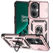 For OnePlus Nord CE 3 Lite 5G Case Slide Camera Lens Protect Armor Phone Cases For One Plus Nord CE3 Lite Ring Holder Back Cover For Nord CE 3 Lite raudona
