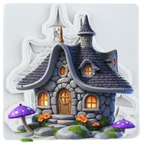 Fairy Garden House Silicone Molds Fairy House Fondant Mold Cake Decorating Tools Cupcake Topper Chocolate Candy Craft Gum Paste Polymer Clay pilka spalva