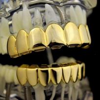 SHOP-STORY - Rinkinys dantų stiliaus Hip Hop Grillz - Auksinis auksas