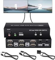 "Bolaazul" 2 prievadų HDMI USB KVM jungiklis 4K @ 60Hz, dviejų prievadų USB 2.0 HDMI 2.0 KVM perjungiklis 2x2, klaviatūros pelės periferinių įrenginių perjungiklis KVM HDMI USB 2 in 2 Out 2 kompiuteriams 2 monitoriams