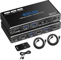 8K HDMI 2.1 KVM jungiklis 4K 120Hz 8K 60Hz USB 3.0 Hotkey 48Gbps IR nuotolinio valdymo pultas 2 prievadai KVM jungiklis Dalintis 2 kompiuteriais su viena klaviatūra Mous HDR D-olby Vision HDCP2.2 valdymas USB3.0 kabelis x2