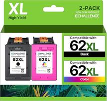 ECHALLENGE 62XL (C2P07AE) spalvoto ir juodo rašalo kasetės, skirtos "HP 62 Multipack XL", skirtos "Envy" 5640 7640 5540 5540 5548 5546 7645, skirtos "OfficeJet" 250 200 5740 5742 258 (juoda, trispalvė)