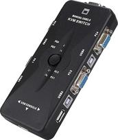 USB KVM jungiklio dėžutė, 4 prievadų USB 2.0 KVM-VGA/SVGA koncentratorius, ekrano prievado jungiklis, skirtas kompiuterio klaviatūros ir pelės prijungimui prie televizoriaus