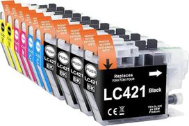 Yowell LC421 spausdintuvo kasetės, suderinamos su Brother LC421, skirtos Brother DCP-J1050DW DCP-J1140DW MFC-J1010DW 10 vnt.