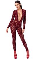 Noir Handmade F382 Kink Royal Catsuit Burgundy XXXL