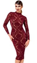 Noir Handmade F384 Kink Royal Midi Dress Burgundy XS