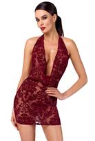 Noir Handmade F385 Kink Royal Cascade Mini Dress Burgundy XXL