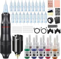 "Biomaser" tatuiruočių aparato rinkinys Belaidis tatuiruočių aparatas 1500 mAh baterija Rotacinis tatuiruočių rašiklis su 20 vienetų tatuiruočių adatų 10 buteliukų tatuiruočių rašalo pradedantiesiems ir menininkams