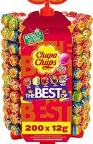 "Chupa Chups" ledinukų stovas su 200 ledinukų, stovas su 5 skaniais skoniais, tinka kioskui, biurui, gimtadieniui ir Helovinui, 200 x 12 g