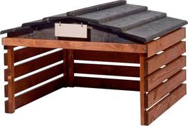 "dobar®" roboto vejapjovės garažas iš medžio su nuimamu stogu, prieglauda vejos robotui su pritaikomu ženklu, 78,5 x 74 x 52,5 cm, rudos/juodos spalvos
