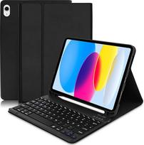 "iPad" 10-osios/(A16) 11-osios kartos klaviatūros dėklas, skirtas 10,9 colių 2022/11 colių 2025, nuimama belaidė "Bluetooth" klaviatūra (vokiškas išdėstymas, QWERTZ), skirta "iPad 10/11 Gen" - juoda