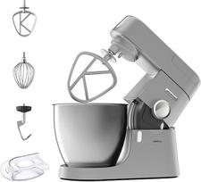 "Kenwood Chef XL KVL4100S" virtuvinis kombainas su dideliu 6,7 l nerūdijančio plieno maišymo indu, blokavimo saugos sistema, metaliniu korpusu, 1200 W, įskaitant konditerijos rinkinį ir akrilo maišymo priedą, sidabrinis, 3 vnt.