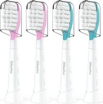 "Ofashu" atsarginės dantų šepetėlio galvutės, suderinamos su "Philips Sonicare" dantų šepetėliu vaikams nuo 7+ metų (4 vnt.), skirtos vaikams (rožinės/žalios spalvos atsarginių dantų šepetėlio galvučių pakuotė)