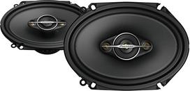"Pioneer" TS-A6881F 6x8 4 kanalų koaksialinių garsiakalbių rinkinys su 2 garsiakalbiais (350 W maks., 80 W sinusinis garsas), galingas garsas, didelis efektyvumas, 62 mm montavimo gylis, 133 x 191 mm montavimo išpjova