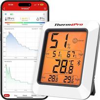 "ThermoPro" termometras Higrometras 80 m "Bluetooth" kambario termometras Patalpų temperatūros ir drėgmės matuoklis su programėlės duomenų eksportu, skirtas patalpoms, biurui, vyno rūsiui, šiltnamiui TP350